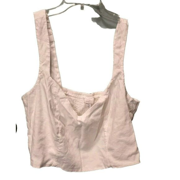 A New Day Women's Cropped Tank Top Plus Size XXL True White Linen 2X Crop. - Picture 2 of 8